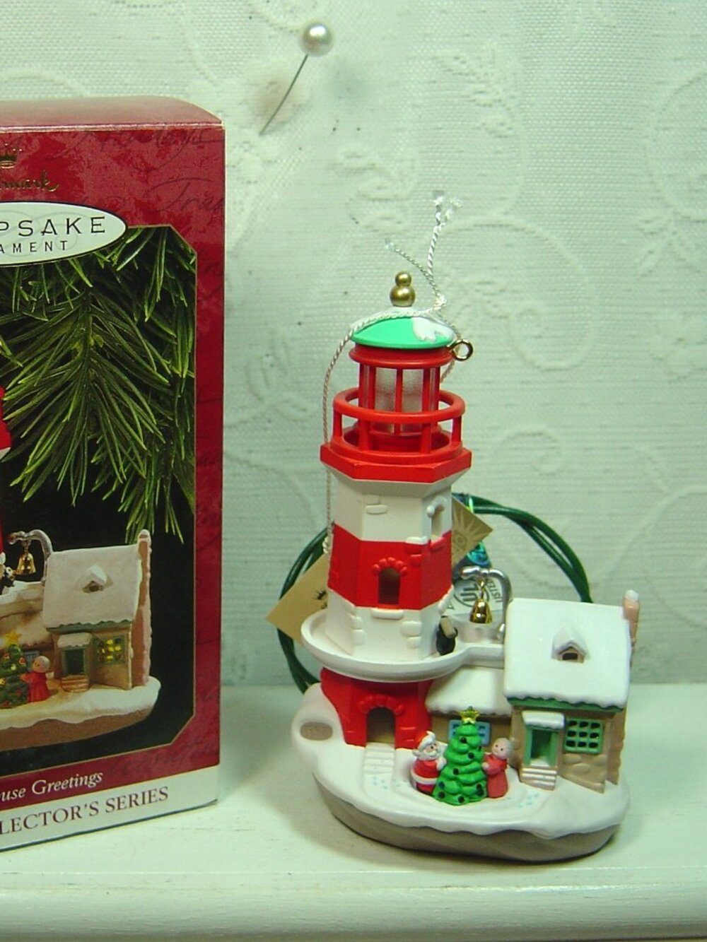 Hallmark Ornament-Lighthouse Greetings-1st in series-magic with lights-1997
